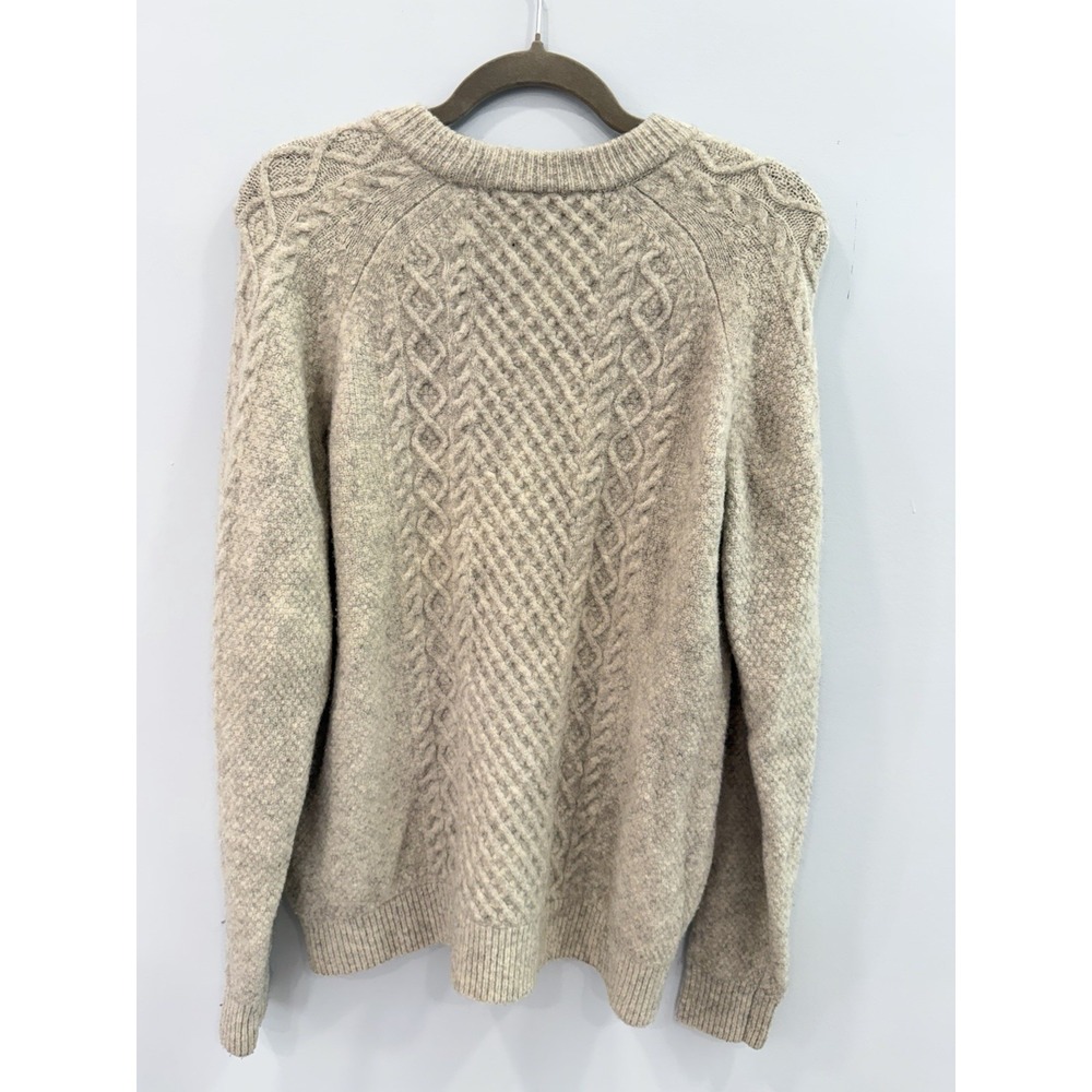 Community Wool Yak Blend Cable Knit Sweater Medium Beige Cream Cozy Pullover - Picture 2 of 11